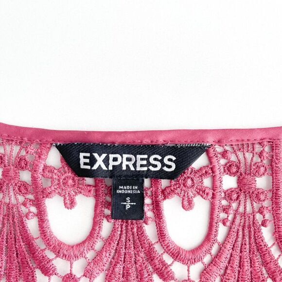 Express Blouse Lace Top Pink Front Zip V-Neck Sleeveless Women's S - Picture 6 of 7